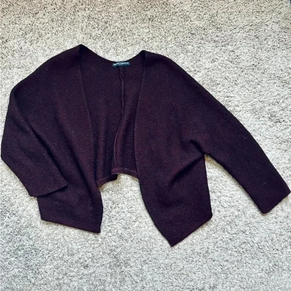Brandy Melville I Burgundy Marled Knit Cropped Open Front Cardigan Sweater Women